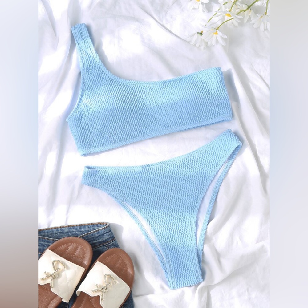 Blue one shoulder bikini